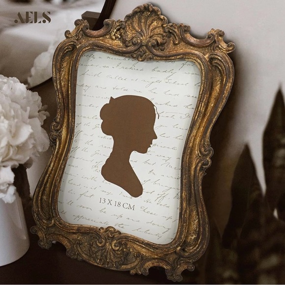 5x7 Inch Distressed Vintage Style Tabletop and Wall Mounted Picture Frame Gold - Picture 2 of 5